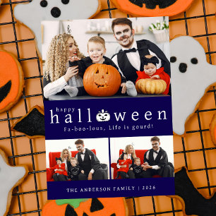 Minimalistische Moderne Spooky Happy Halloween 3 F Feestdagenkaart
