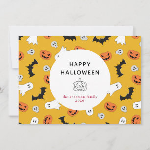 Minimalistische Moderne Spooky Happy Halloween 3 F Feestdagenkaart