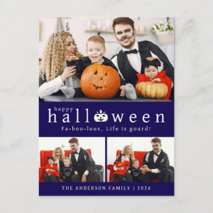 Minimalistische Moderne Spooky Happy Halloween 3 F Feestdagenkaart