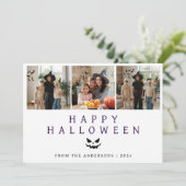 Minimalistische Moderne Spooky Happy Halloween 3 F Feestdagenkaart (Staand voorkant)