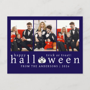 Minimalistische Moderne Spooky Happy Halloween 3 F Feestdagenkaart