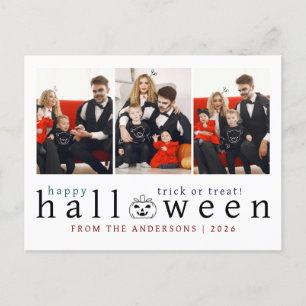 Minimalistische Moderne Spooky Happy Halloween 3 F Feestdagenkaart