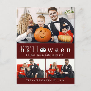 Minimalistische Moderne Spooky Happy Halloween 3 F Feestdagenkaart