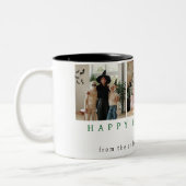 Minimalistische Moderne Spooky Happy Halloween 3 F Tweekleurige Koffiemok (Links)