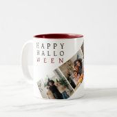 Minimalistische Moderne Spooky Happy Halloween 3 F Tweekleurige Koffiemok (Voorkant links)