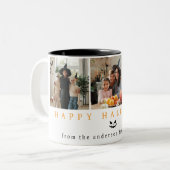 Minimalistische Moderne Spooky Happy Halloween 3 F Tweekleurige Koffiemok (Voorkant links)