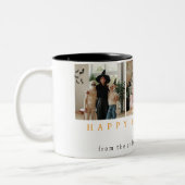 Minimalistische Moderne Spooky Happy Halloween 3 F Tweekleurige Koffiemok (Links)