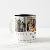 Minimalistische Moderne Spooky Happy Halloween 3 F Tweekleurige Koffiemok (Voorkant links)