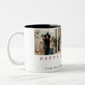 Minimalistische Moderne Spooky Happy Halloween 3 F Tweekleurige Koffiemok (Links)