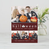 Minimalistische Moderne Spooky Happy Halloween 4 F Feestdagenkaart (Staand voorkant)