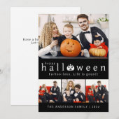 Minimalistische Moderne Spooky Happy Halloween 4 F Feestdagenkaart (Voorkant / Achterkant)