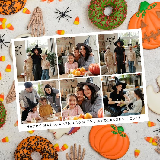 Minimalistische Moderne Spooky Happy Halloween 6 F Feestdagenkaart