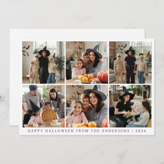 Minimalistische Moderne Spooky Happy Halloween 6 F Feestdagenkaart (Voorkant / Achterkant)