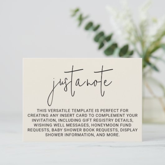 Minimalistische moderne stijlvolle eenvoudige noot informatiekaartje (Staand voorkant)