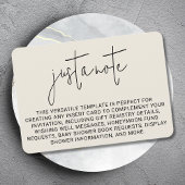 Minimalistische moderne stijlvolle eenvoudige noot informatiekaartje