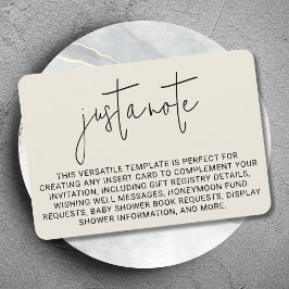 Minimalistische moderne stijlvolle eenvoudige noot informatiekaartje