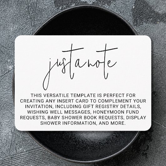 Minimalistische moderne stijlvolle eenvoudige noot informatiekaartje