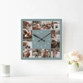 Minimalistische moderne stijlvolle familiefotocoll vierkante klok (Huis)