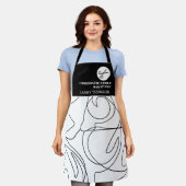 Minimalistische moderne stijlvolle zwart wit haar schort (Gedragen)
