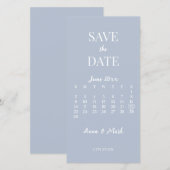 Minimalistische Moderne Stofblauwe Kalender Save The Date (Voorkant / Achterkant)