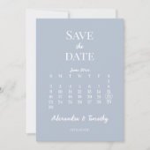Minimalistische Moderne Stofblauwe Kalender Trouw Save The Date (Voorkant)