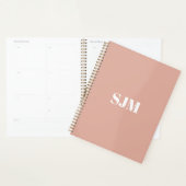 Minimalistische moderne stoffige roze monogram ini planner (Display)