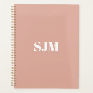Minimalistische moderne stoffige roze monogram ini planner
