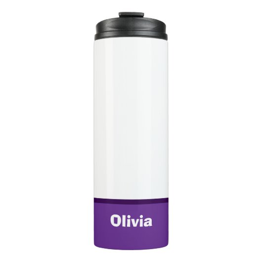 Minimalistische moderne streepnaam of monogram thermosbeker (Voorkant)