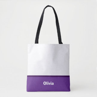 Minimalistische moderne streepnaam of monogram tote bag