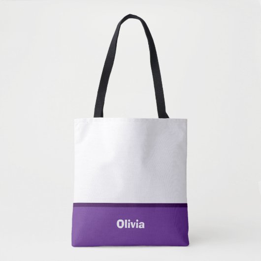 Minimalistische moderne streepnaam of monogram tote bag (Voorkant)