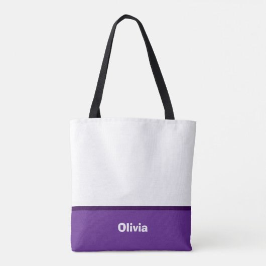 Minimalistische moderne streepnaam of monogram tote bag (Achterkant)