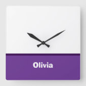 Minimalistische moderne streepnaam of monogram vierkante klok (Voorkant)