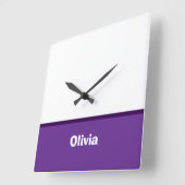 Minimalistische moderne streepnaam of monogram vierkante klok (Hoek)