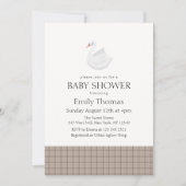 Minimalistische moderne Swan Gingham Boy Baby show Kaart (Voorkant)