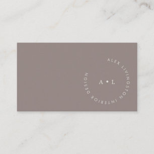 Minimalistische moderne taupe bruine cirkelmonogra visitekaartje