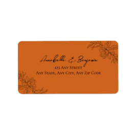 Minimalistische moderne terracotta bloemenbruiloft etiket