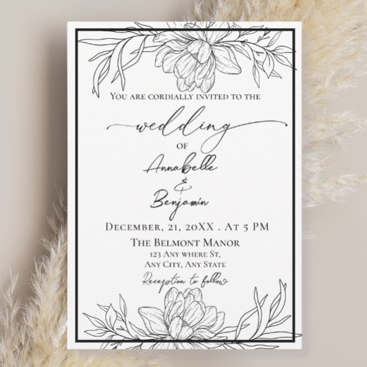 Minimalistische moderne terracotta bloemenbruiloft kaart