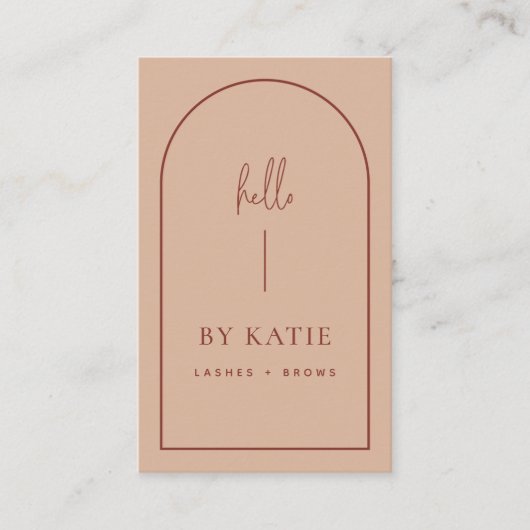 Minimalistische moderne Terracotta Blush Arch Beau Visitekaartje (Voorkant)