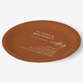 Minimalistische moderne terracotta bruiloft leuke papieren bordje (Gekanteld)