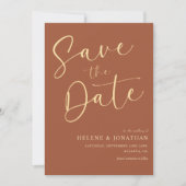 Minimalistische moderne terracotta elegante bruilo save the date (Voorkant)