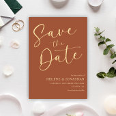 Minimalistische moderne terracotta elegante bruilo save the date