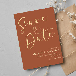 Minimalistische moderne terracotta elegante bruilo save the date