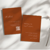 Minimalistische moderne Terracotta QR Code bruilof Kaart