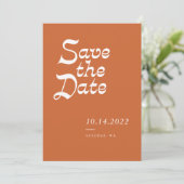 Minimalistische moderne terracotta Save the Date Kaart (Staand voorkant)