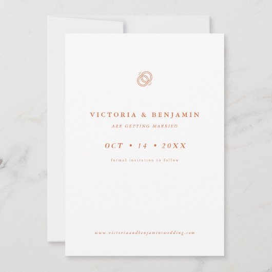 Minimalistische moderne terracotta Save the Date Kaart (Achterkant)