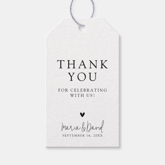 Minimalistische moderne trouw dank je kaart cadeaulabel (Voorkant)