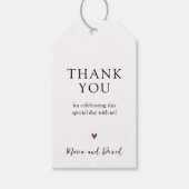 Minimalistische moderne trouw-hartelijkdank-cadeau cadeaulabel (Voorkant)
