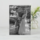 MINIMALISTISCHE MODERNE TROUWEN ZWART & WIT SAVE THE DATE (Staand voorkant)