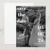 MINIMALISTISCHE MODERNE TROUWEN ZWART & WIT SAVE THE DATE (Voorkant / Achterkant)
