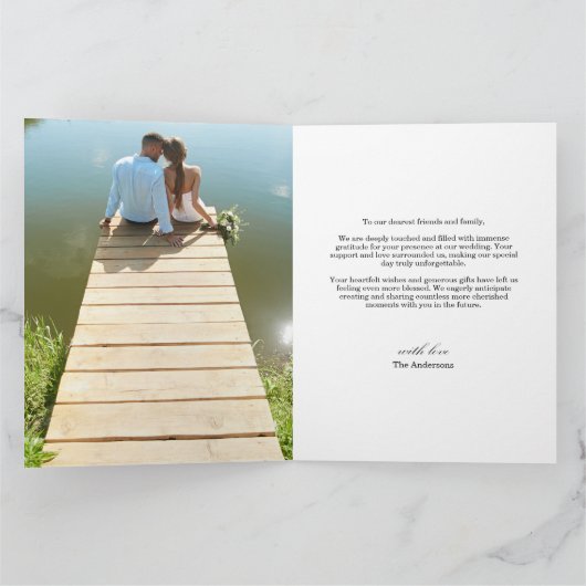 Minimalistische & moderne trouwfoto bedankkaart (Binnen)